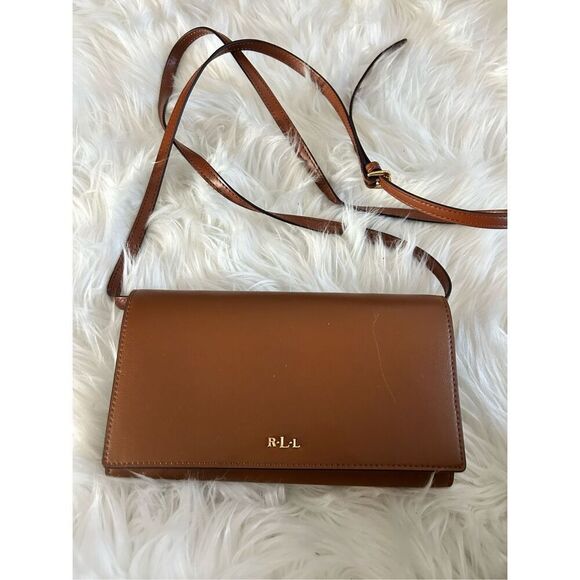 Lauren Ralph Lauren Newbury Saffiano Leather Kaelyn Mini Crossbody Bag Wallet Ta - Picture 1 of 8
